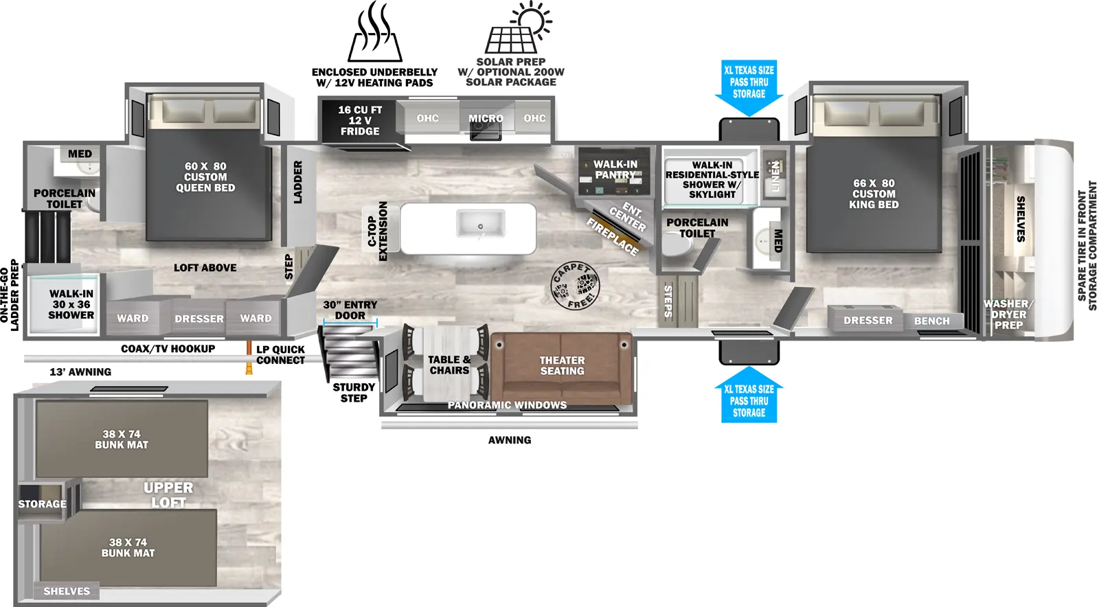 Hemisphere Fifth Wheels 375FAM Floorplan